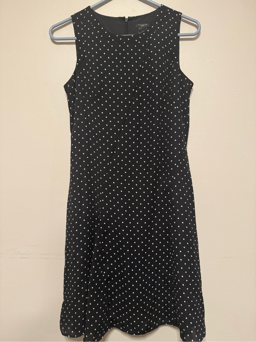 Ann Taylor Black and White Polka Dot Sleeveless Midi Dress